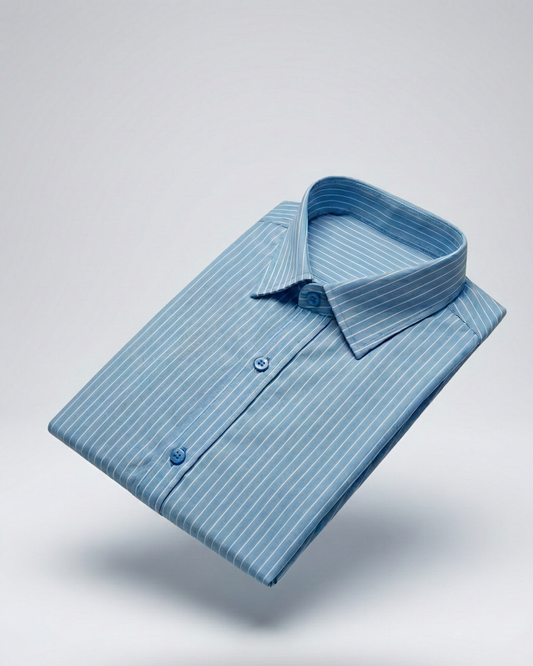 Blue Shirt with White Stripes