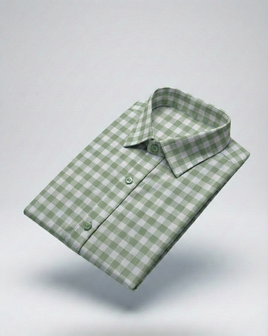 White & Green Checks Shirt